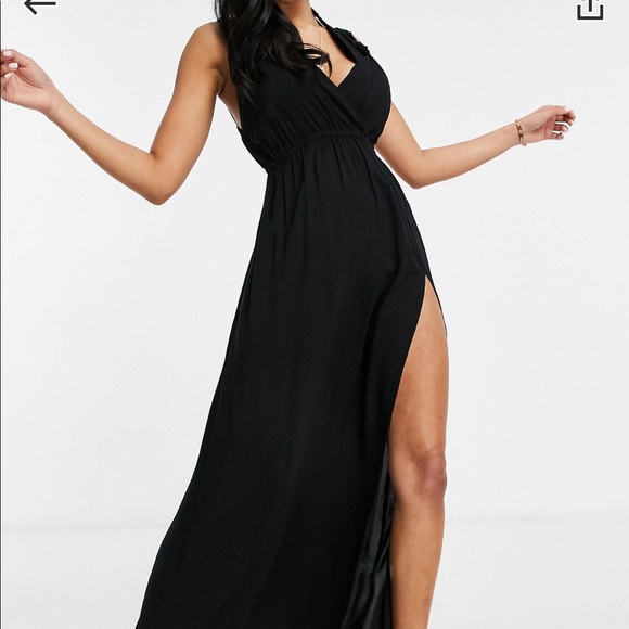 ASOS Fuller Bust Beach Maxi Black Size 6 - Picture 2 of 9